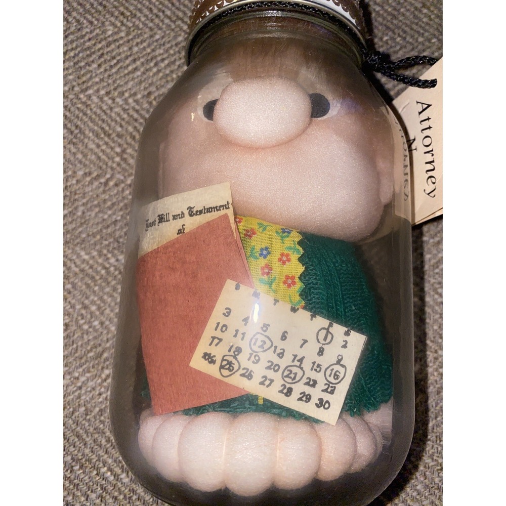 Vintage Attorney N Glass Diane Gifts Inc Attorney in a Jar Plush Gift 1980s Read - Picture 7 of 7